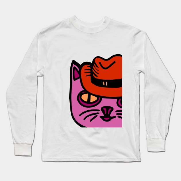 Cat in new lesbian pride colors Long Sleeve T-Shirt by teesdottop